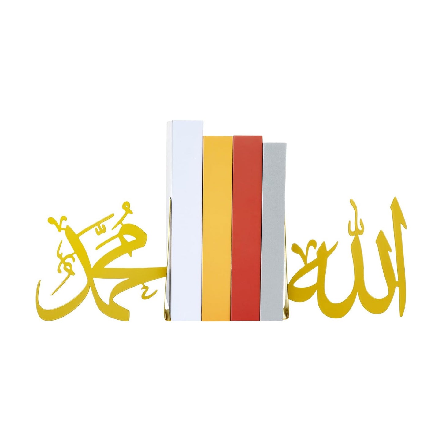 1 Pair Arabic Metal Bookend Decorative Arabic Metal Bookend Ramadan Book End / SWT and PBUH / Gold