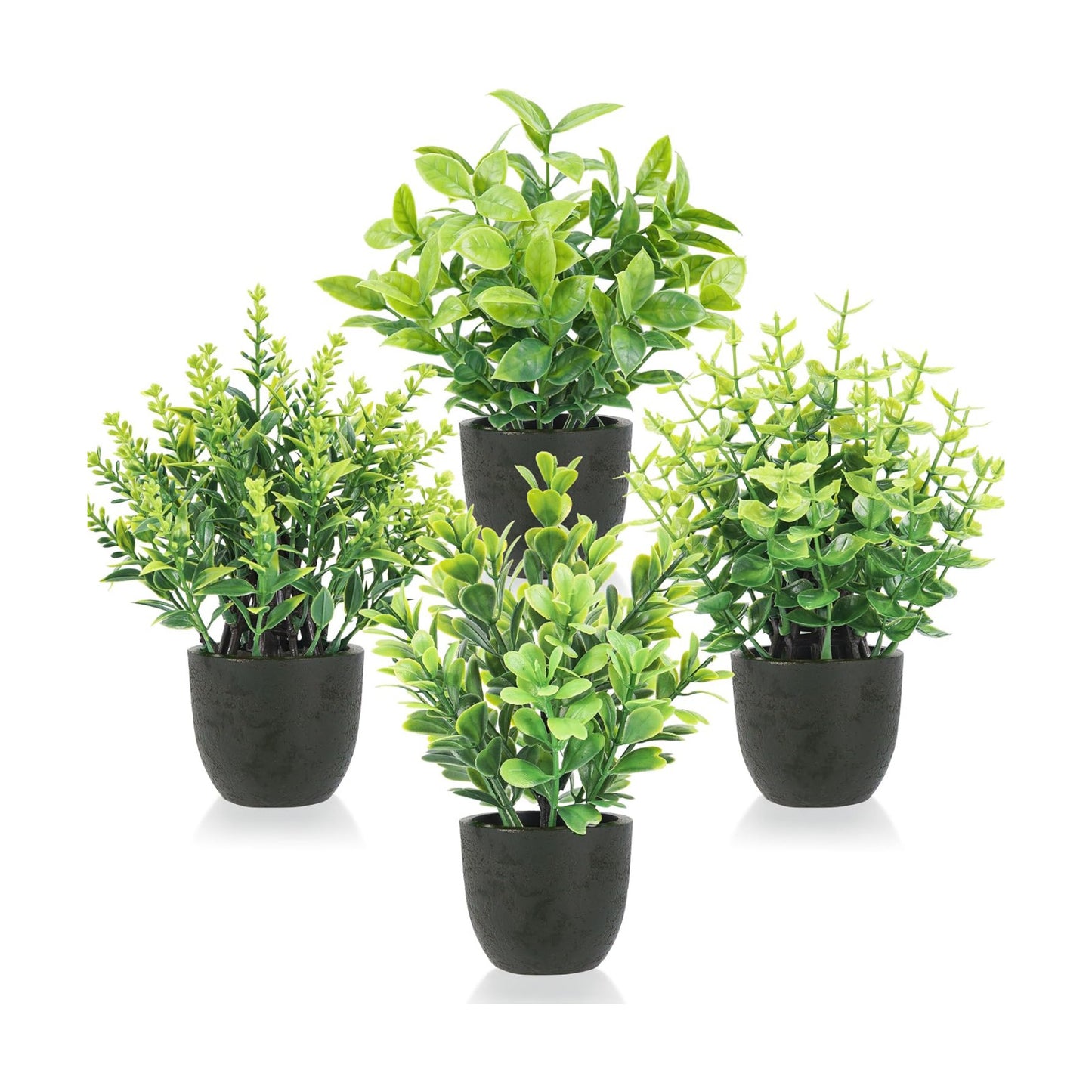Mini Artificial Plants Indoor in Pots Mixed Fake Plants Greenery Set / Black / Set of 4