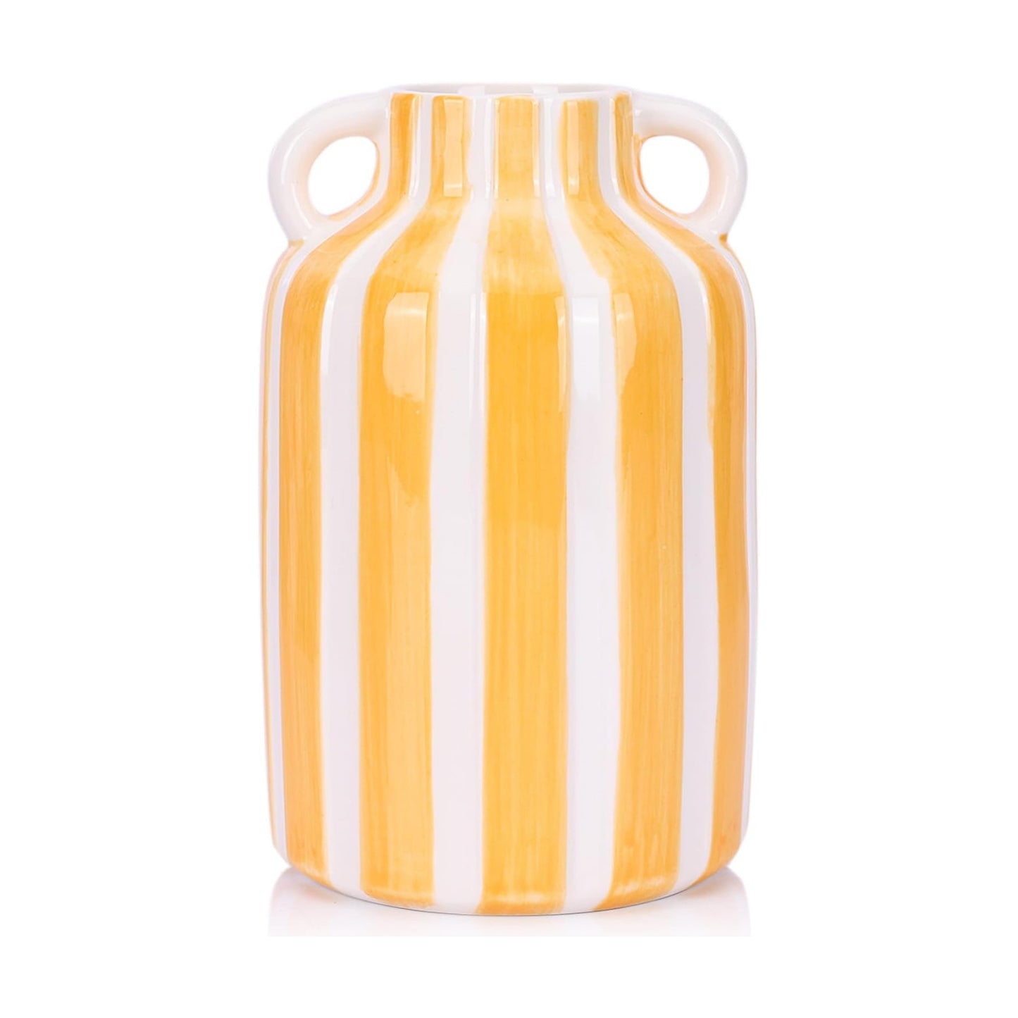 Ceramic Vase / Yellow and White