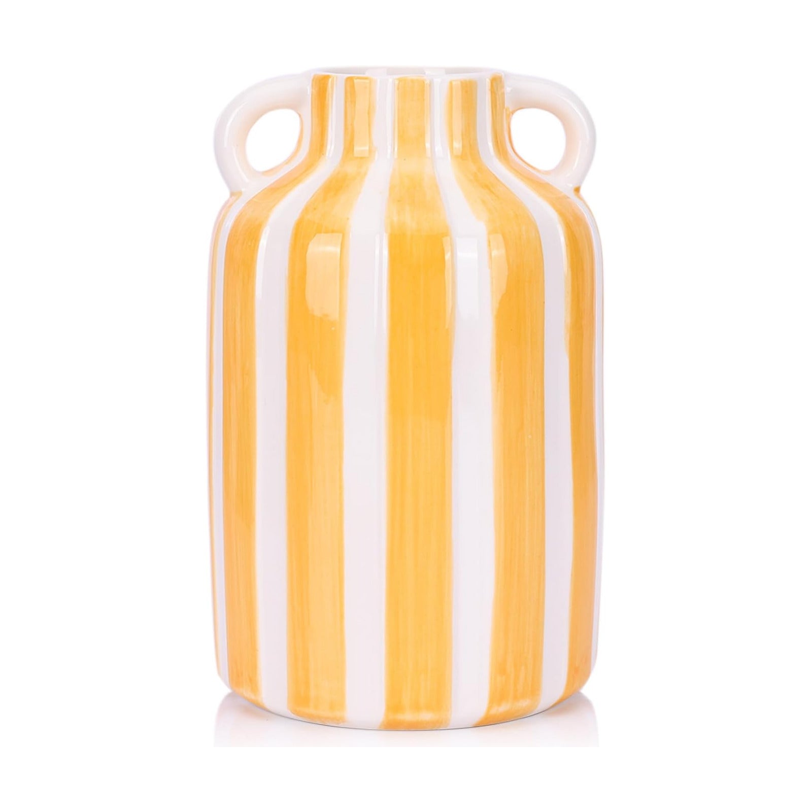 Ceramic Vase / Yellow and White