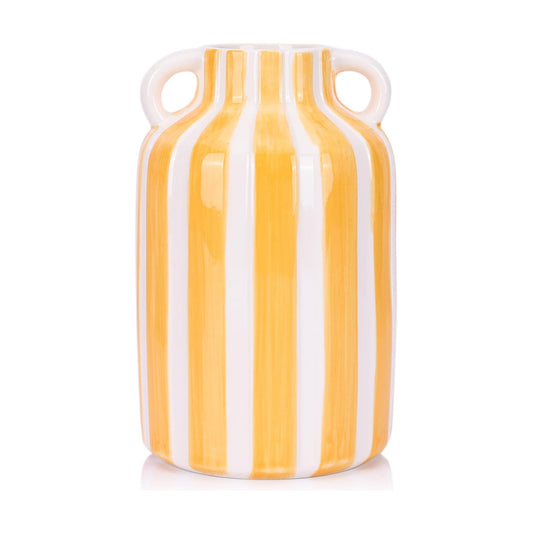 Ceramic Vase / Yellow and White
