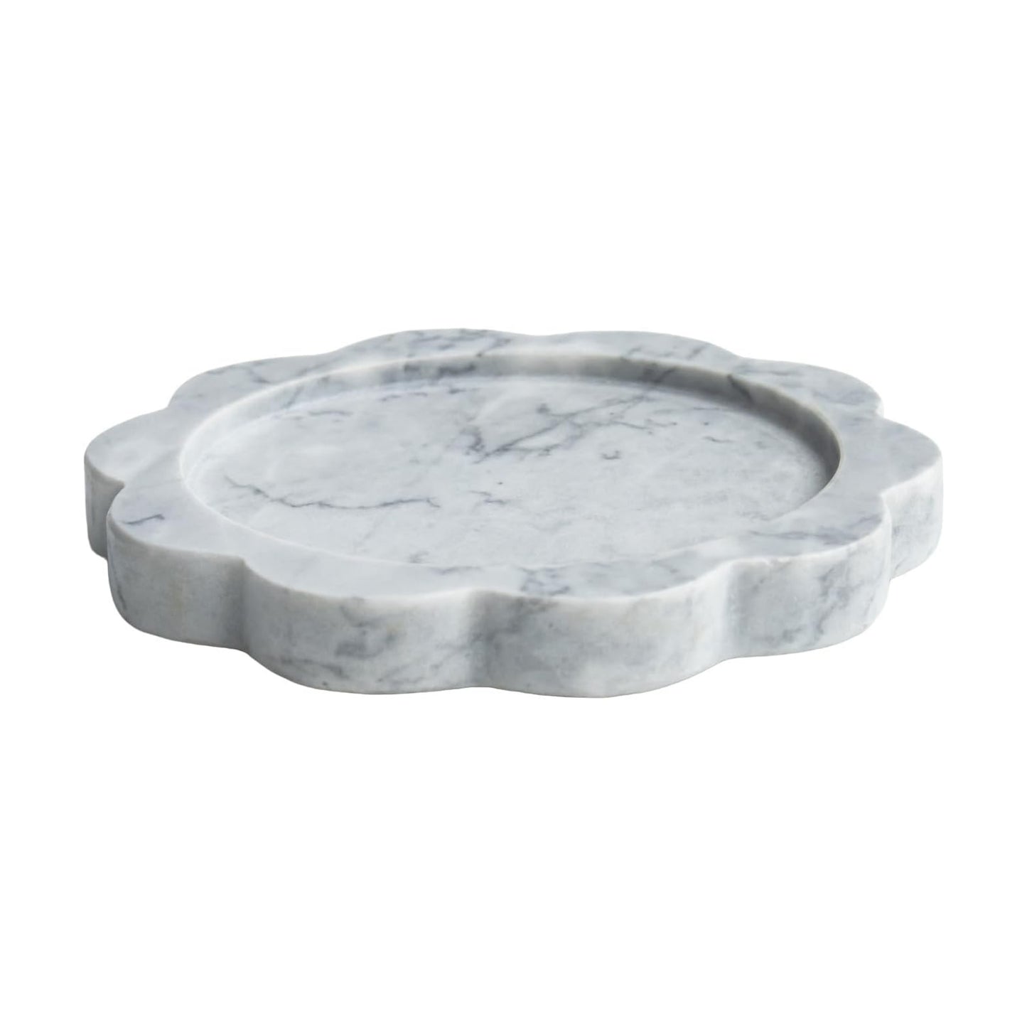 Elegant Marble Scalloped Tray for Countertop / Natural