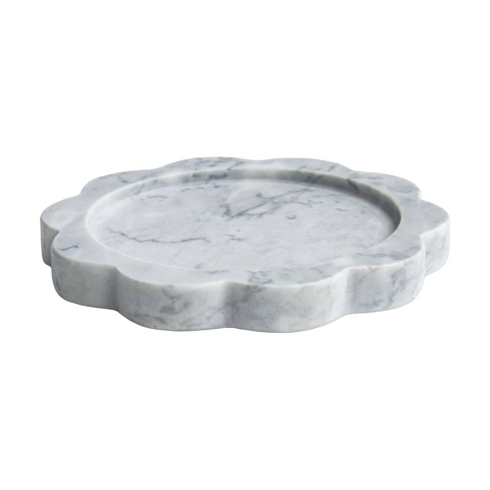 Elegant Marble Scalloped Tray for Countertop / Natural