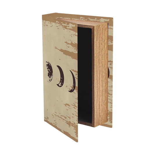 Faux Book Storage Boxes Decorative Book Box Vintage Phase Pattern / Moon / Beige / 9.1 x 5.9 x 2