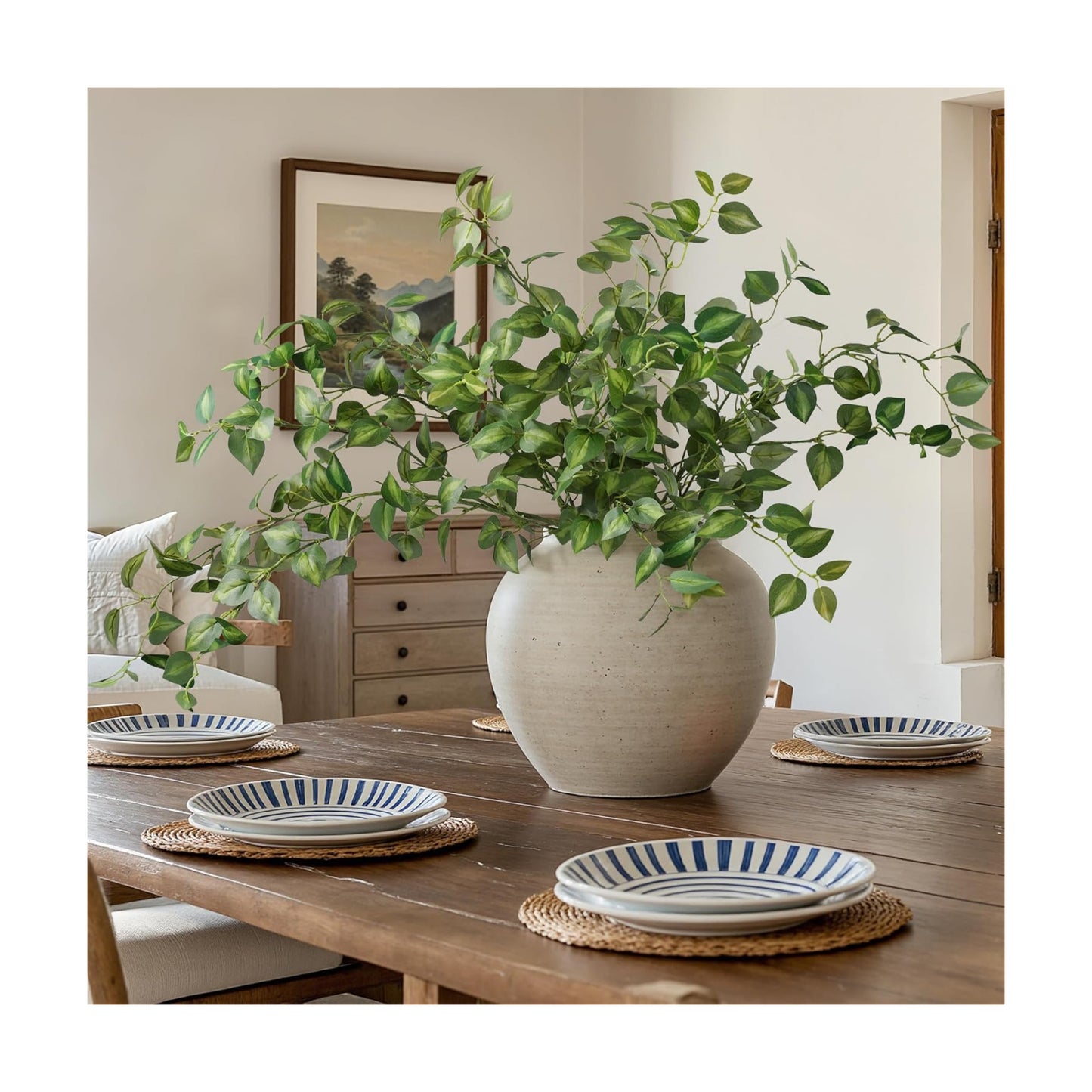 Artificial Eucalyptus Leaves Stem Plants for Spring Decor / Green / 32.7 Inch / Set of 5