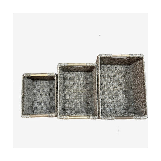 Woven Seagrass Baskets / Natural / Set of 3