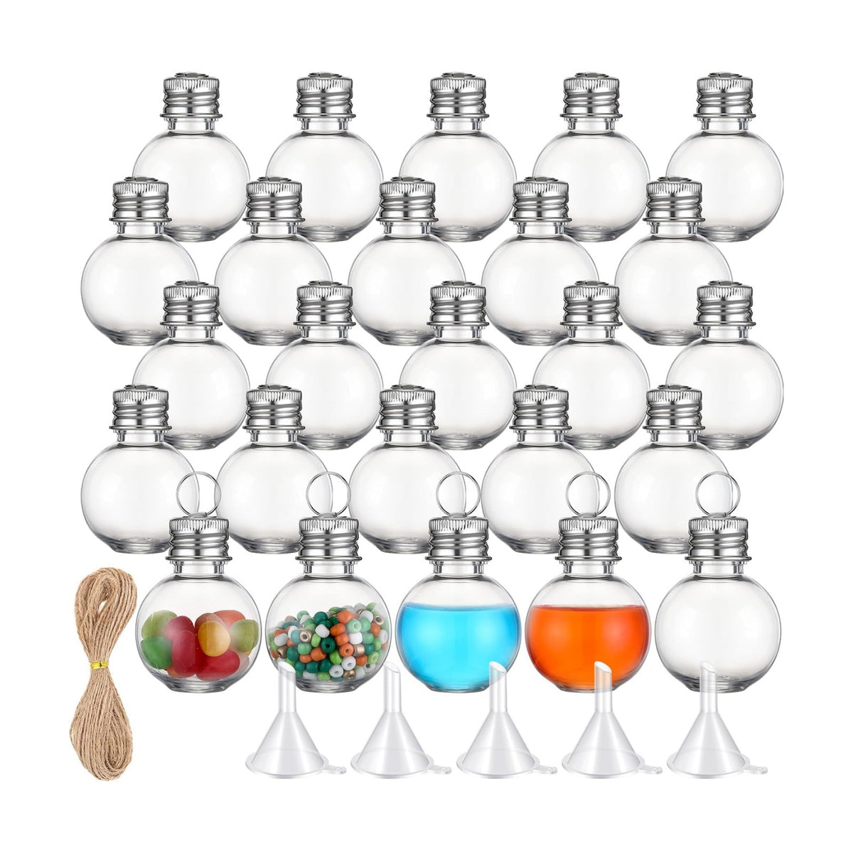 Bokon 25 Pack 1oz Plastic Mini Potion Bottles with Ring Lids