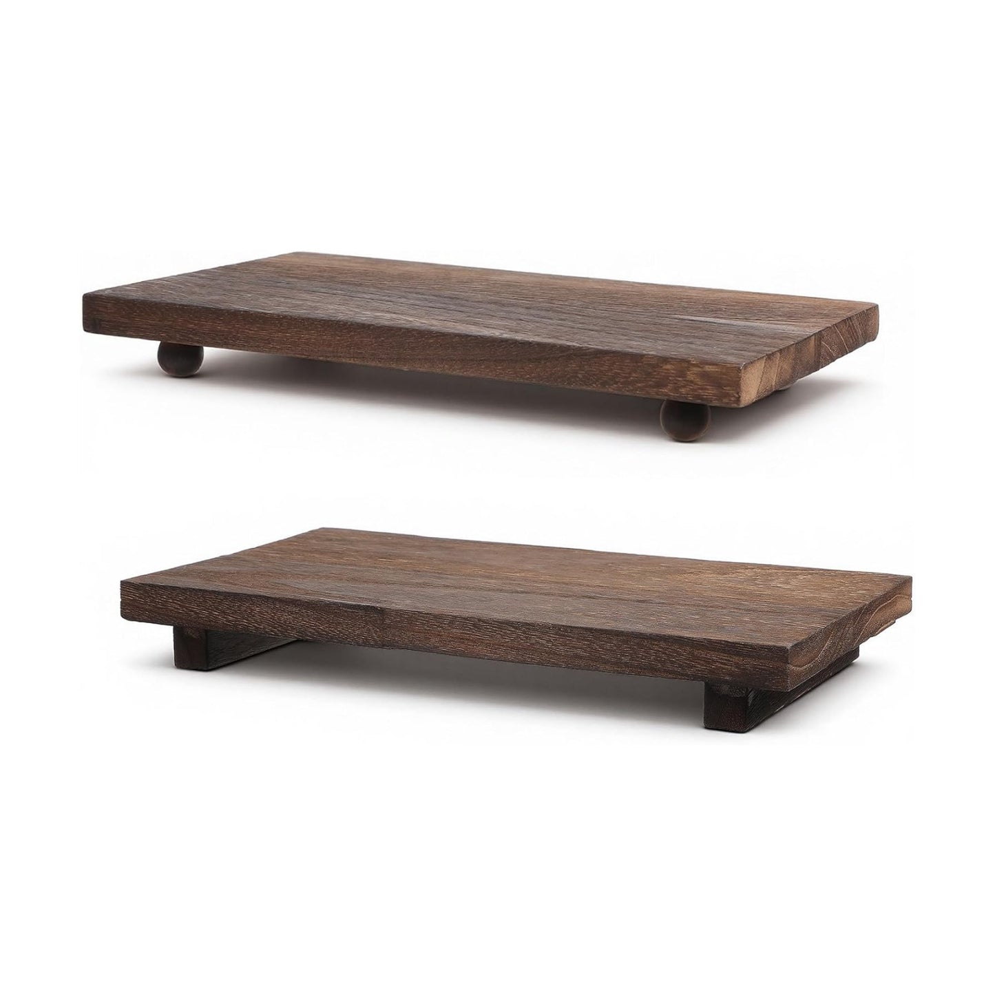 Wood Pedestal Stand Kitchen Soap Tray Farmhouse Wood Riser Stand / Set of 2