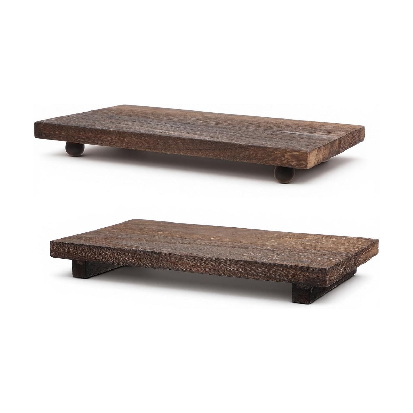 Wood Pedestal Stand Kitchen Soap Tray Farmhouse Wood Riser Stand / Set of 2