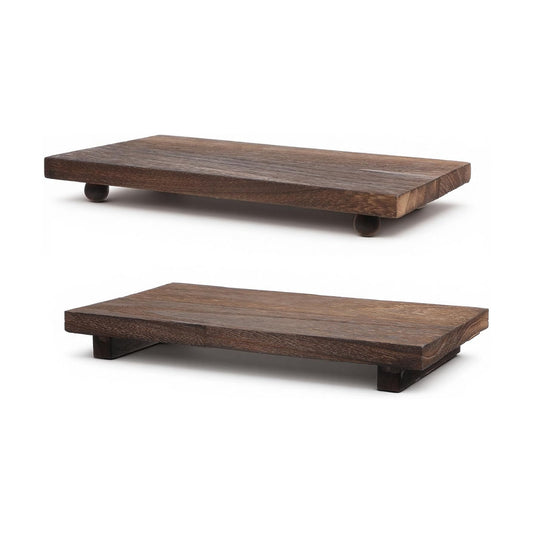 Wood Pedestal Stand Kitchen Soap Tray Farmhouse Wood Riser Stand / Set of 2