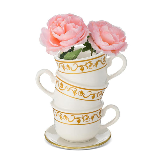 Mini Teacup Bud Vase " Wonderland Tea Party Decoration Antique Vintage Kitchen Decor / 5 Inch / Moss