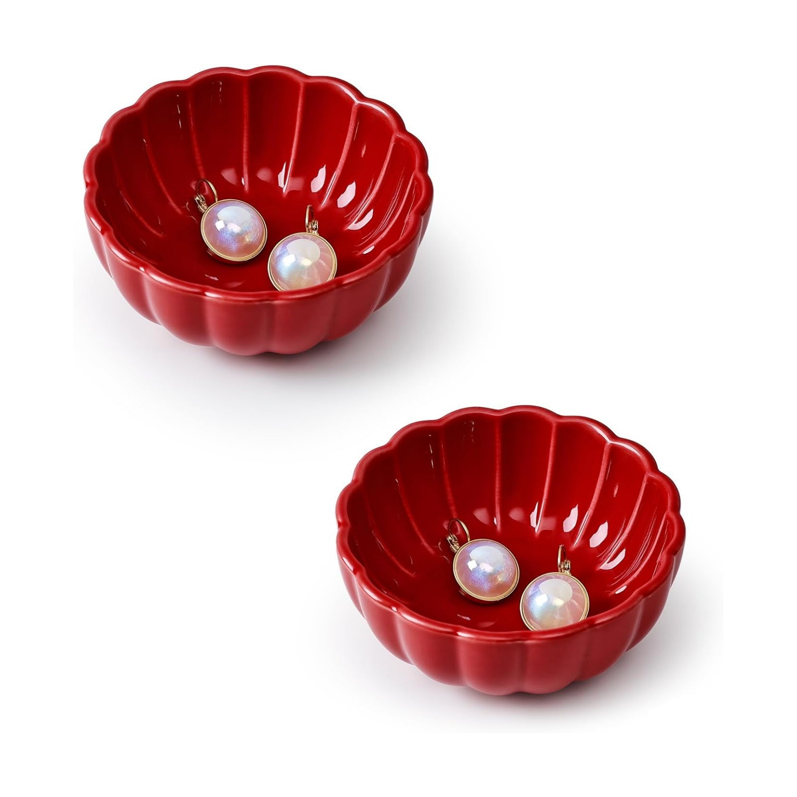 Decorative Plate Tray / Round Petal Flower, Red