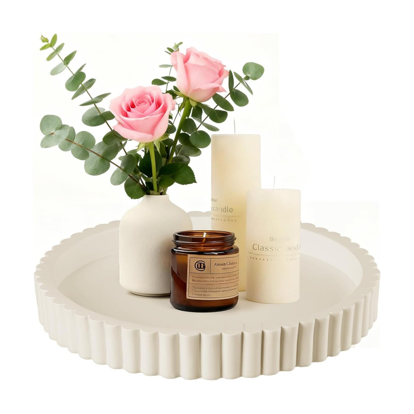 Decorative Tray / Resin Round Tray Stylish Coffee Table Centerpiece