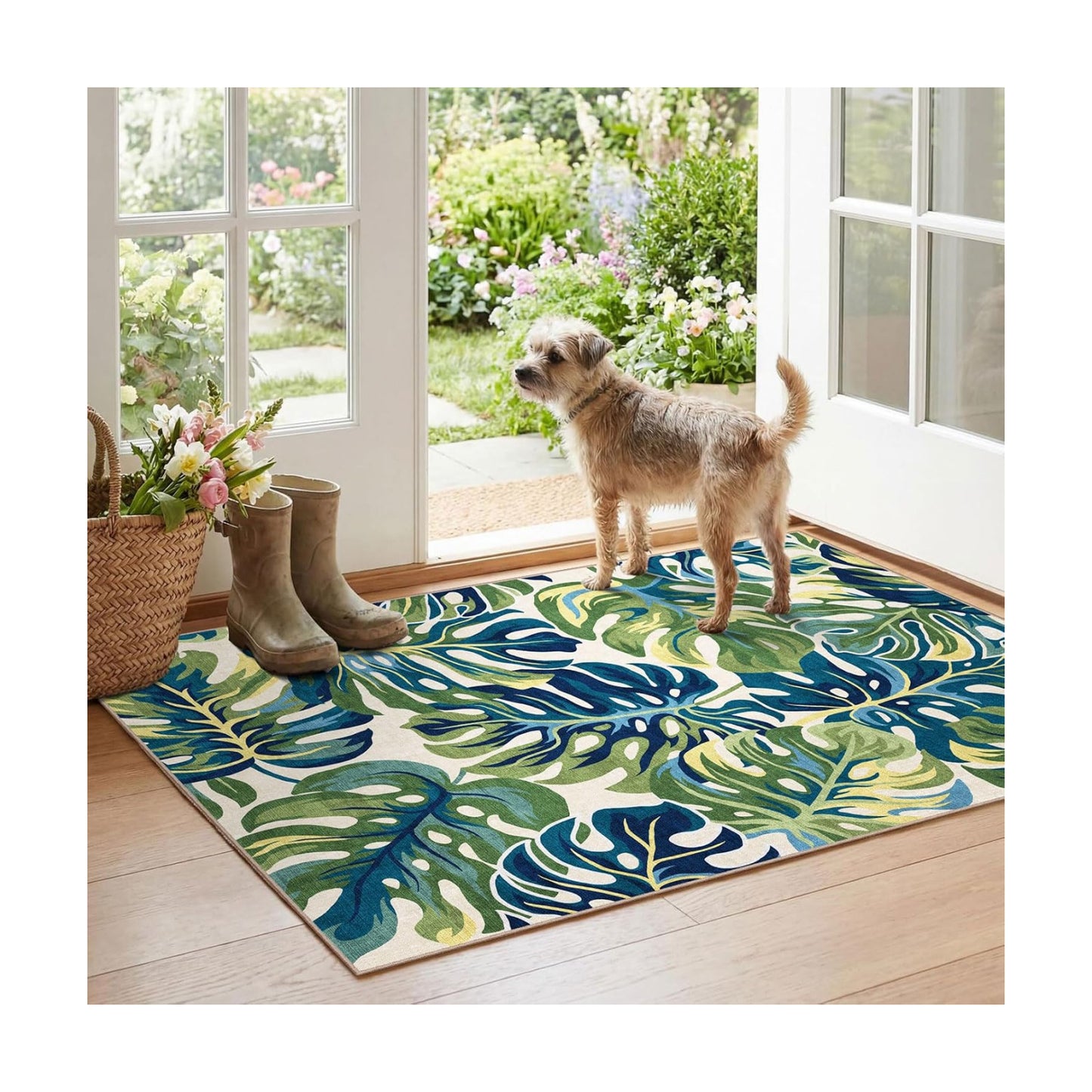 Boho Outdoor Rug - 28" x 43" Front Door Mat Indoor Outside Entrance