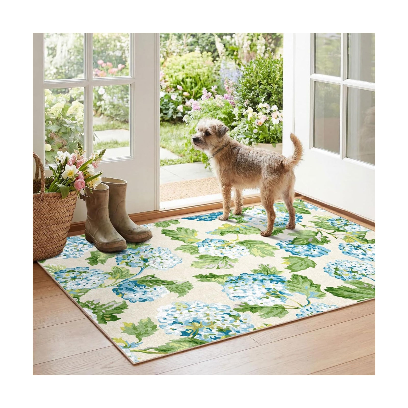 Floral Outdoor Rug - 28"x43" Front Door Mat Indoor Outside Entrance