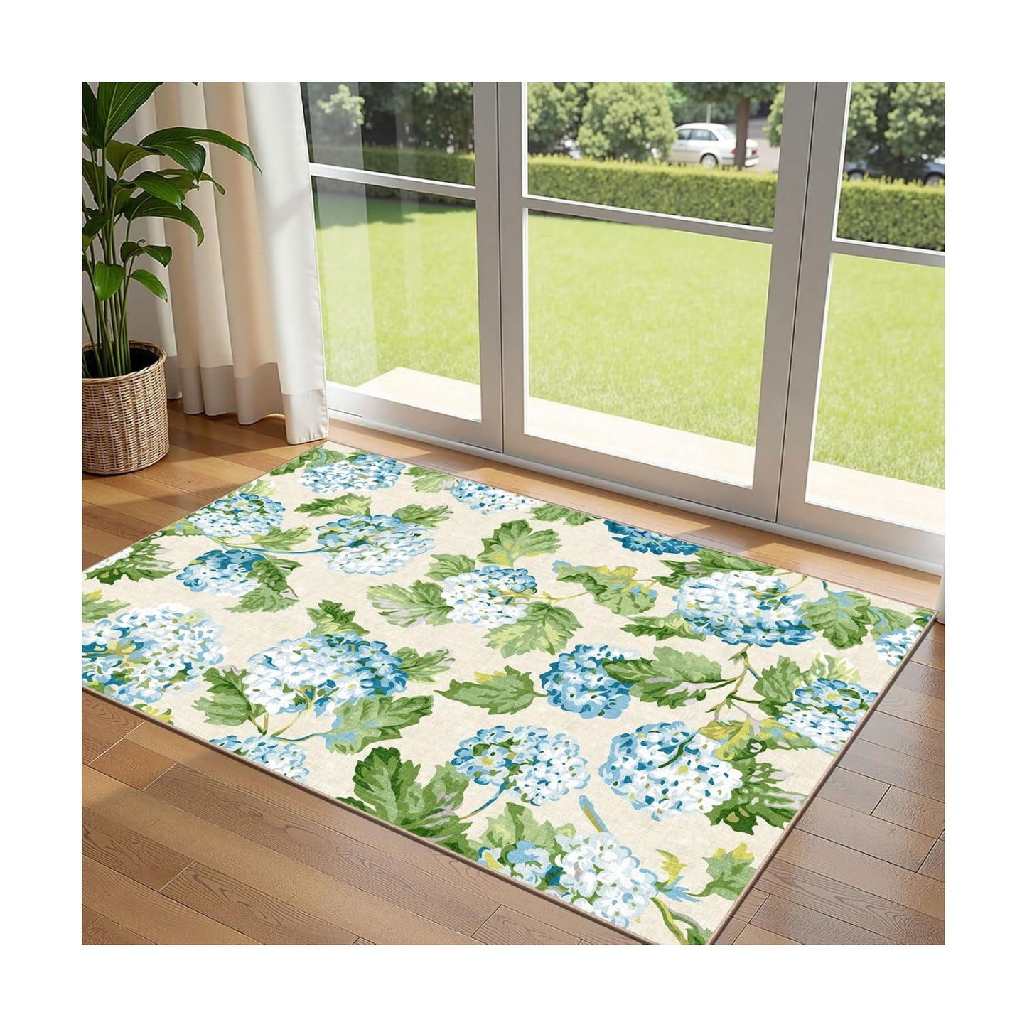 3x5 Floral Entry Rug - Washable Indoor Outdoor Mats for Front Door
