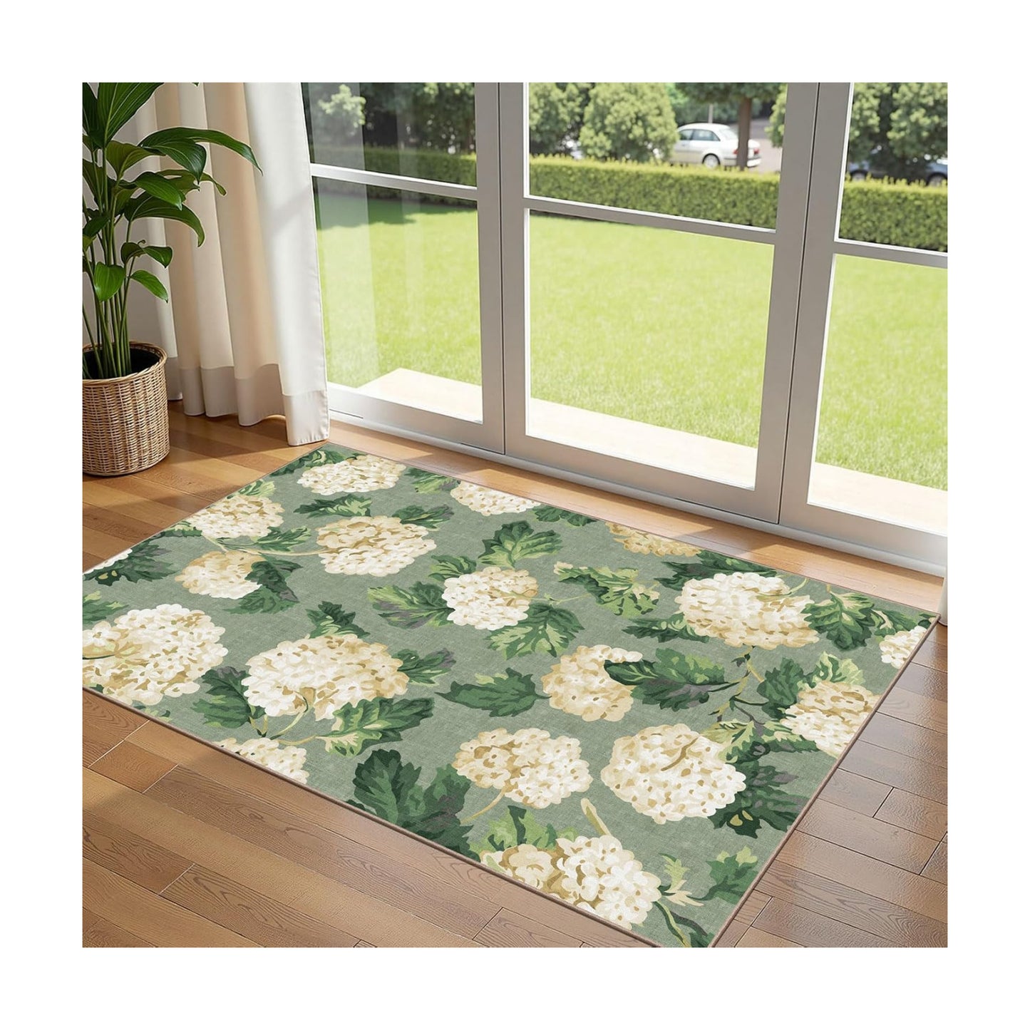 3x5 Floral Entry Rug - Washable Indoor Outdoor Mats for Front Door
