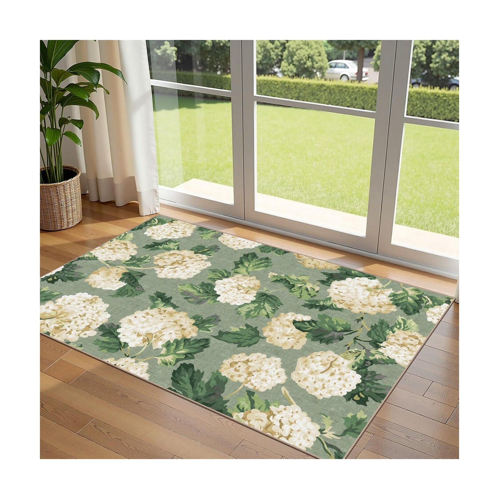 3x5 Floral Entry Rug - Washable Indoor Outdoor Mats for Front Door