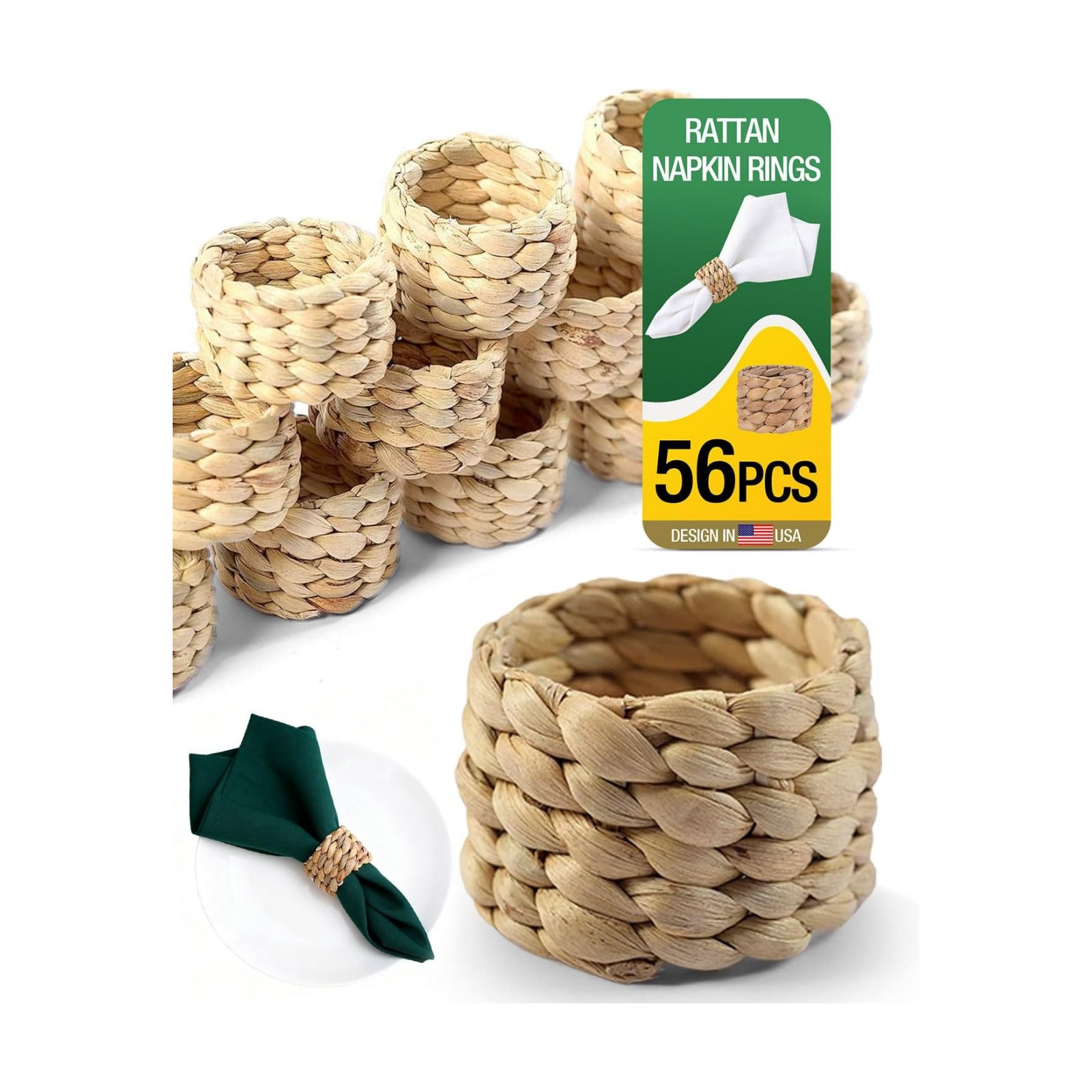 Woven Wicker Napkin Holders Bulk / Natural / Set of 56