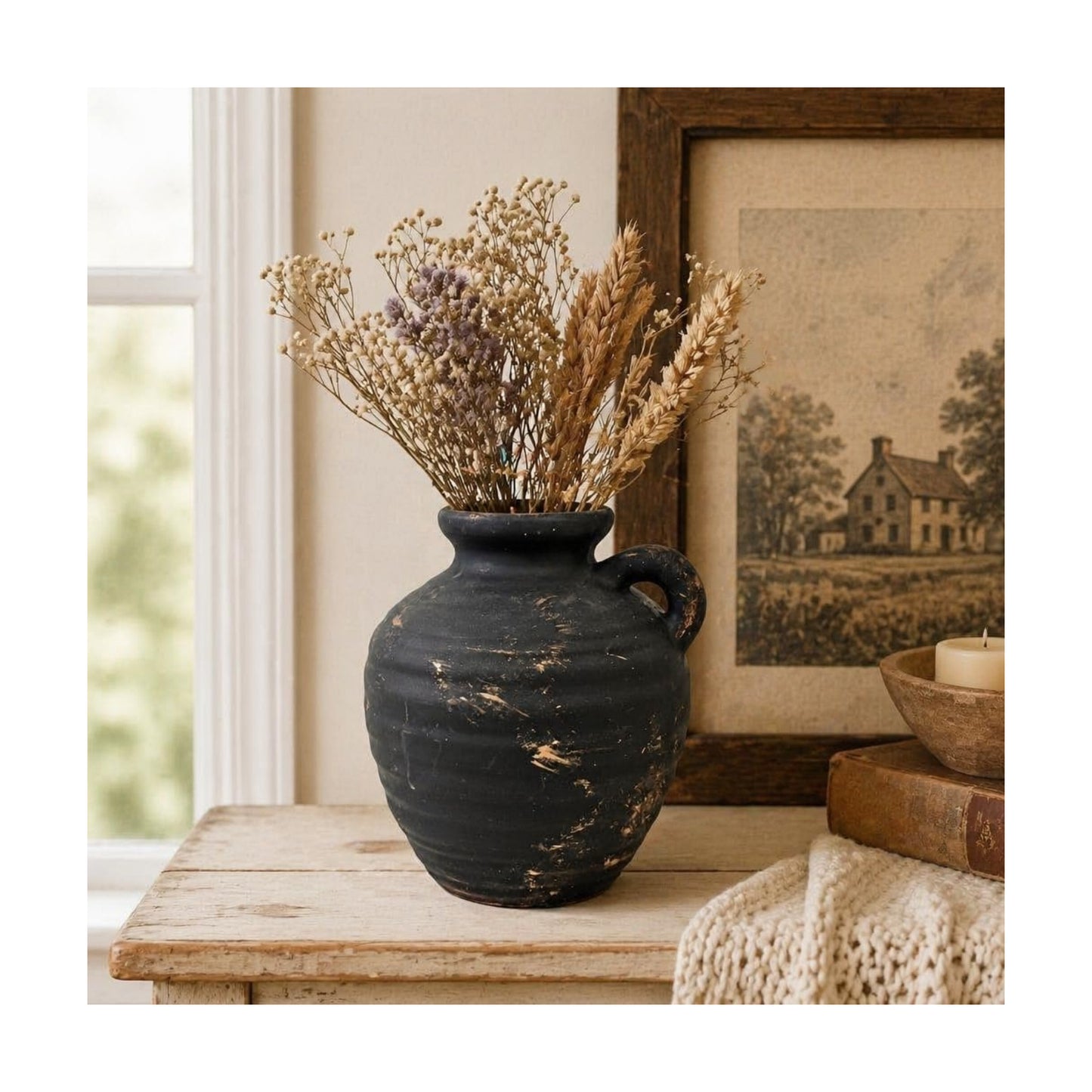 Rustic Ceramic Vase / Black Bronze-s-101