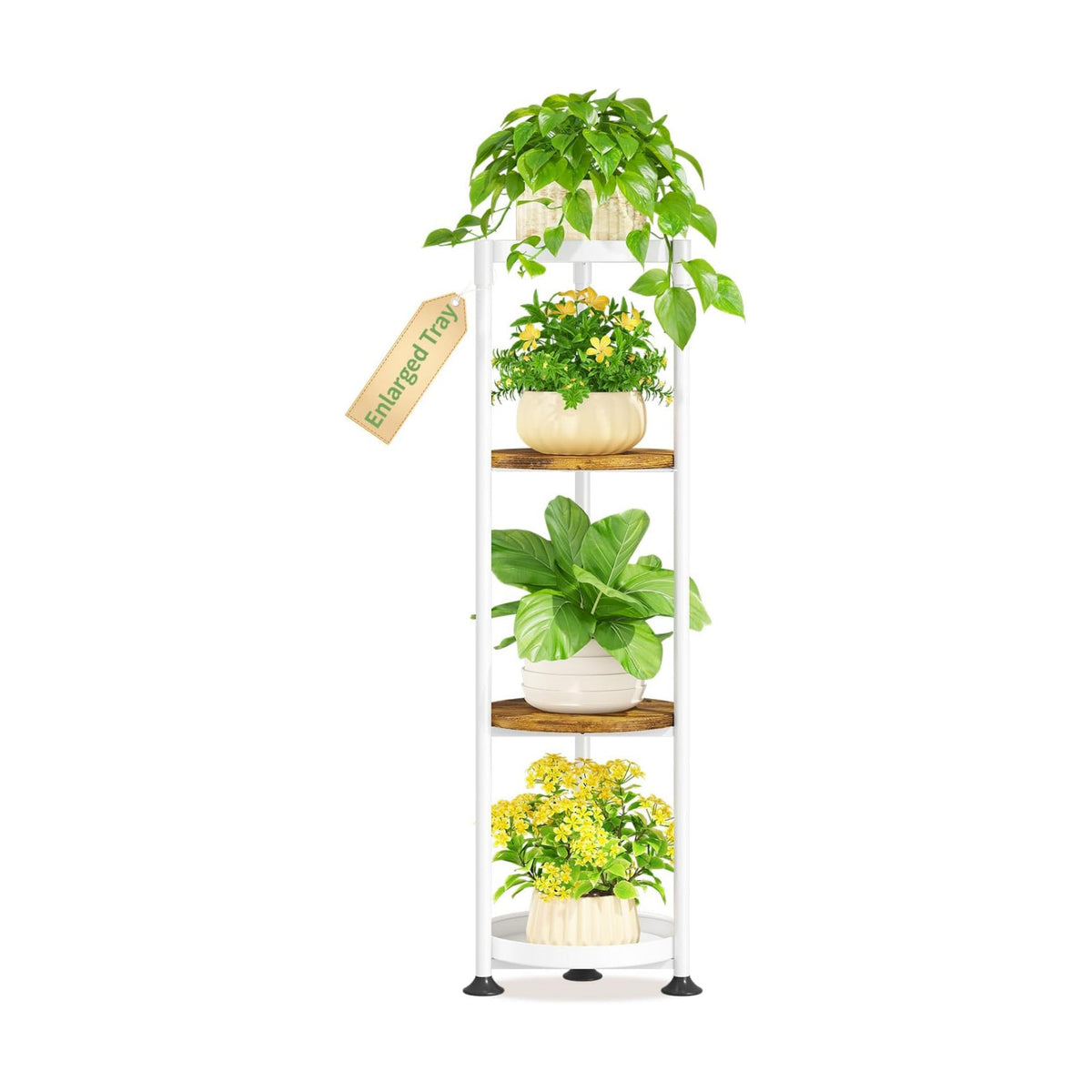 KMOTASUO 4 Tier White Plant Stand Indoor for Large Tall Heavy Duty Planter, Multiple Sturdy Metal Flower Corner Rack