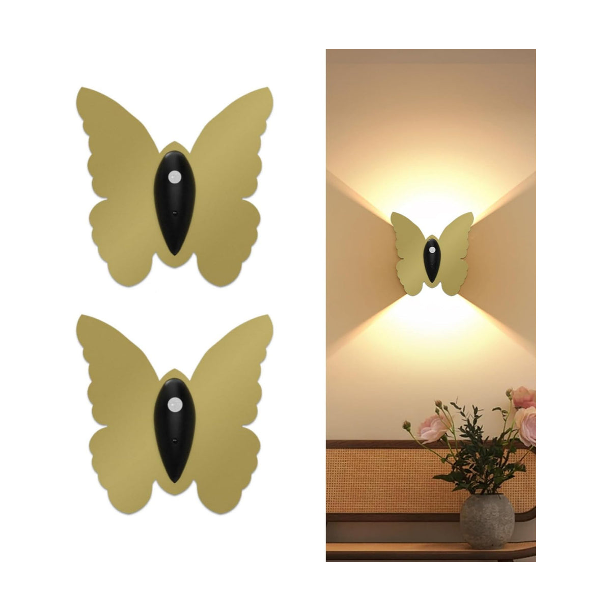 Eneru Motion Sensor Wall Sconce Set of 2, Rechargeable Wall Lights, Indoor | 5000mAh Battery Operated Wall Sconces