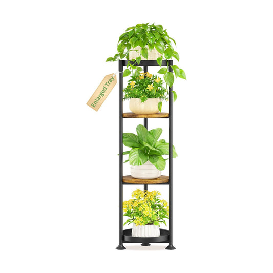 KMOTASUO 4 Tier Black Plant Stand Indoor for Large Tall Heavy Duty Planter, Multiple Sturdy Metal Flower Corner Rack