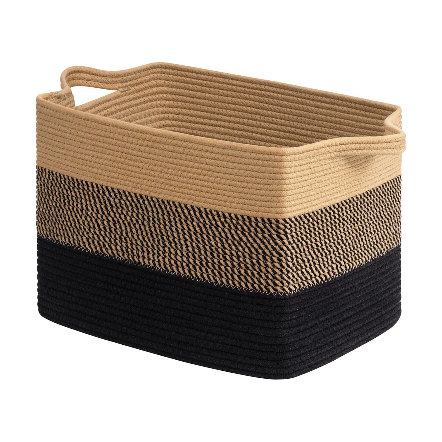 Rectangle Wicker Laundry Basket / Gradient Black / 18"L x 14"W x 12"H / 18 x 14 x 12
