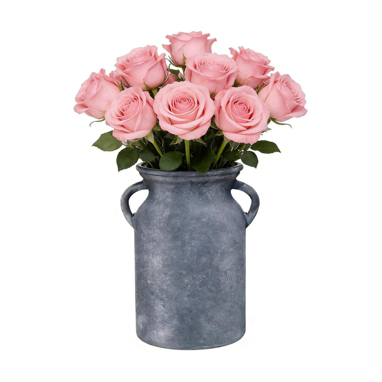 Glass Vase / Rustic Imitation Ceramic Flower Vase / Black / 8 Inch