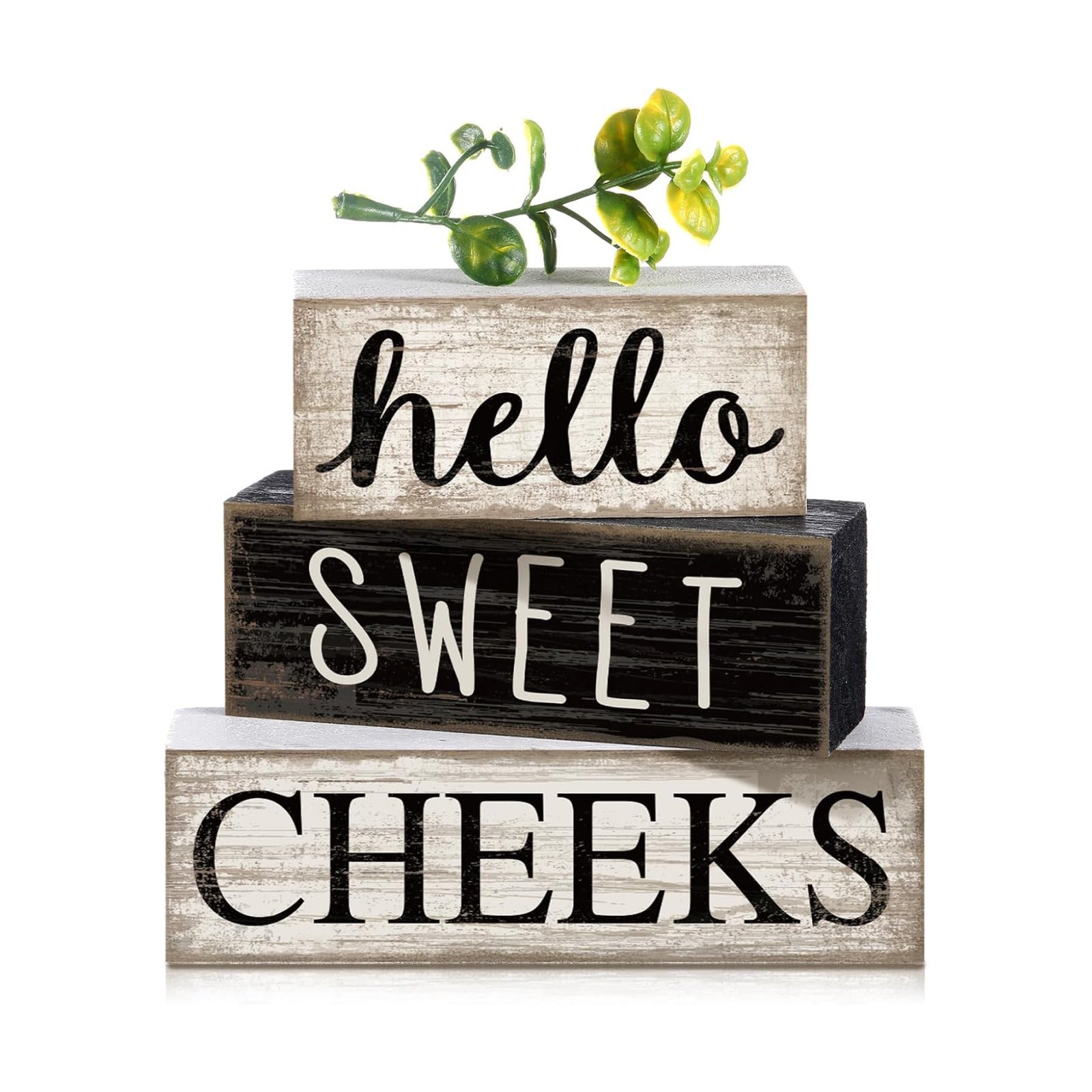 Moucuny 4 Pcs Bathroom Shelf Decor Hello Sweet Cheeks Sign Farmhouse Decor