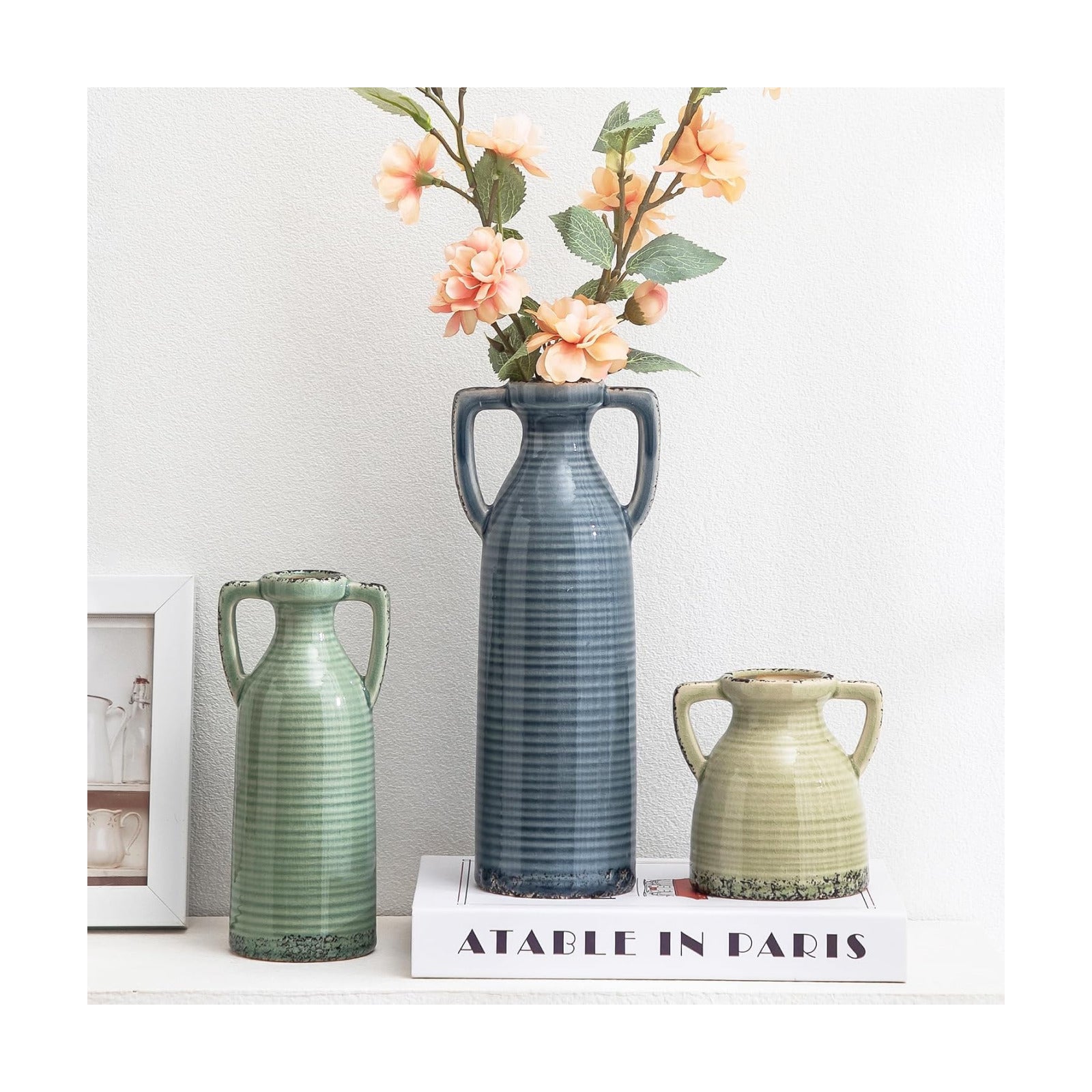 Ceramic Vases / Neutral Rustic Farmhouse Vase / 105-1 / Set of 3
