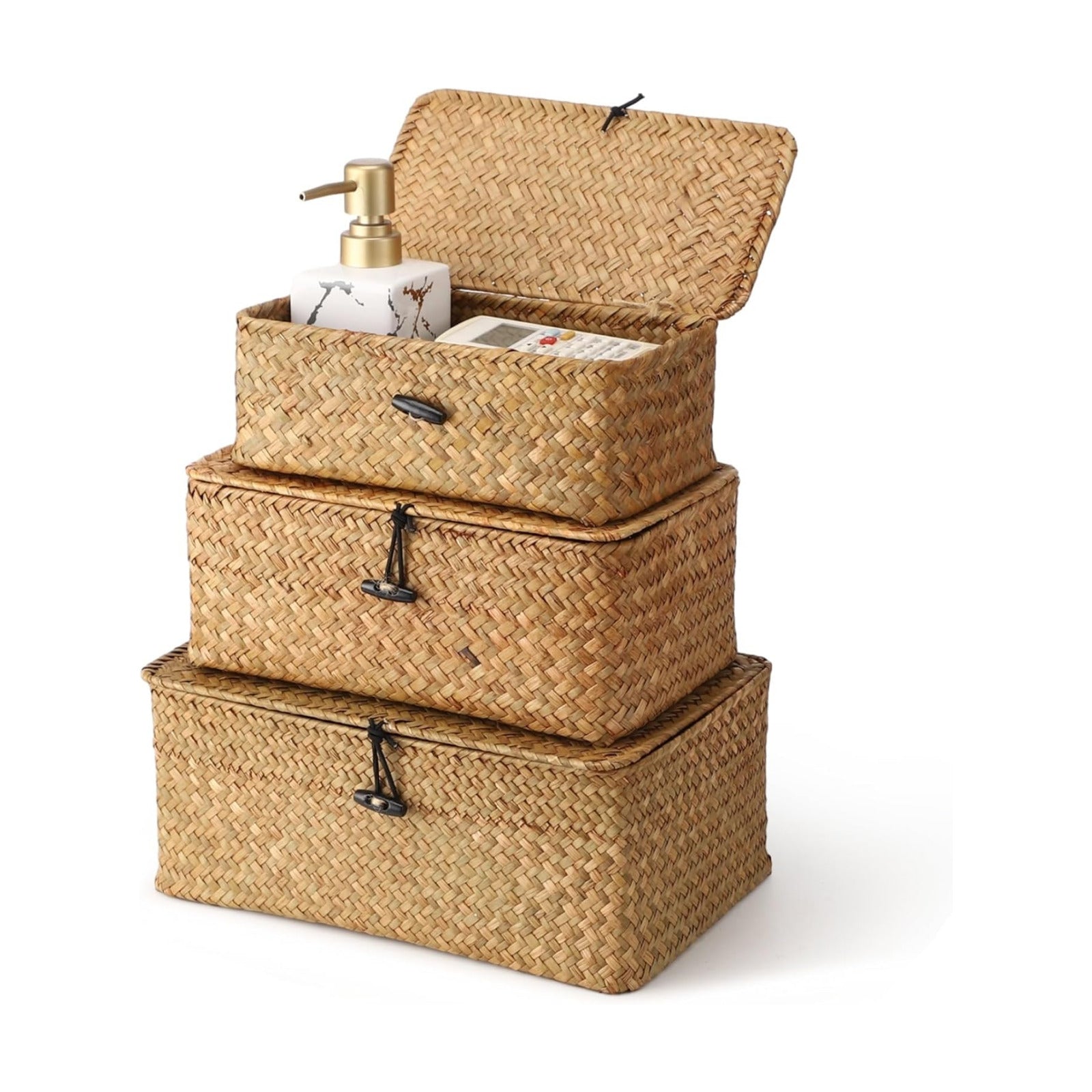 Handwoven Seagrass Bins / Natural / Set of 3