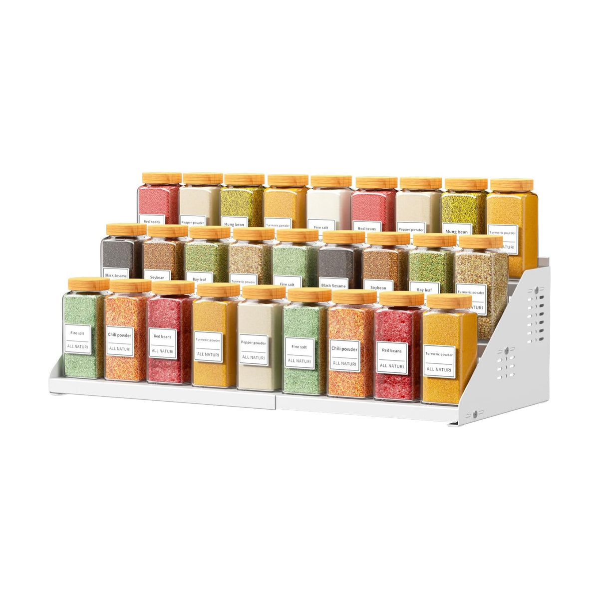RCHYFEED 3 Tier Expandable Spice Rack Organizer, Height Adjustable,Metal | White, Multi-purpose Metal Display Organizer