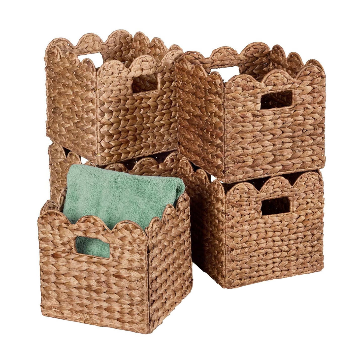 in Scalloped Hyacinth Baskets / 13 x 13 / Chestnut / Set of 5