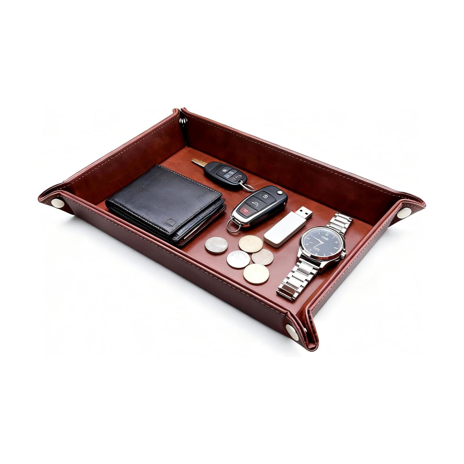 Catchall Tray / Leather Valet Tray Organizer / Maroon