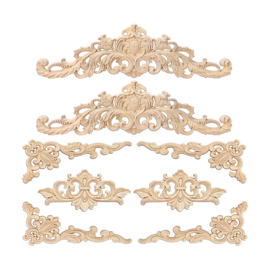 Wood Appliques and Onlays for Furniture Carved Onlays DIY / Delicate Style / Large Size / Set of 8