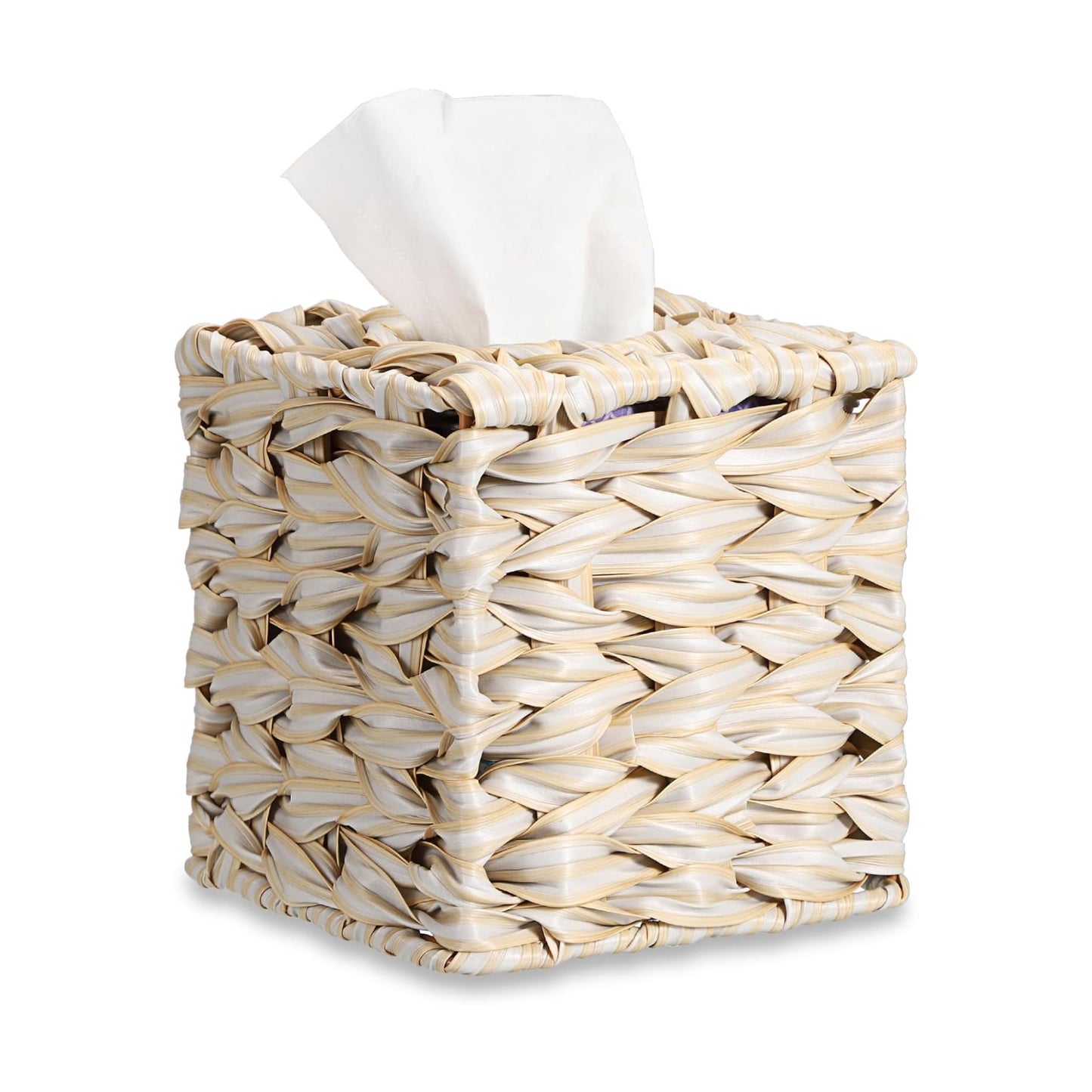 Wicker Tissue Box Cover / Yellow