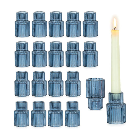 Glasseam Taper Candle Holders Bulk 20Pcs Small Candlestick for Coastal Decor