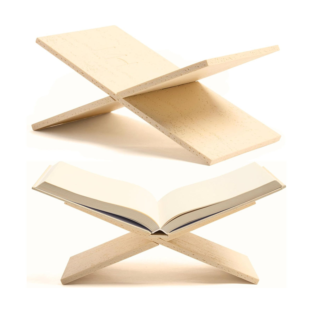 Book Stand Resin Stone Finish Book Holder for Recipe Book Display Stand, Coffee Table Books, 2 Pieces Slot Together
