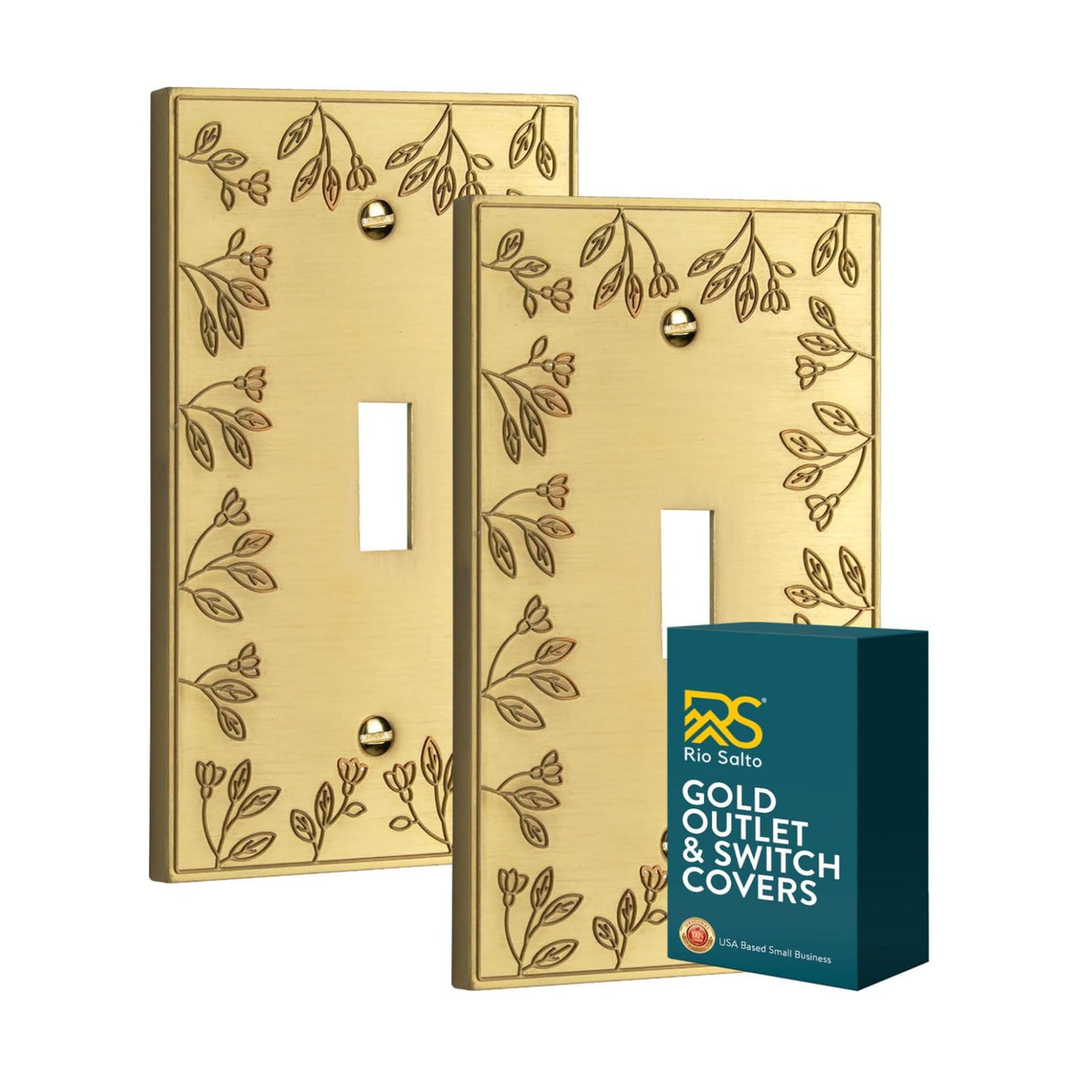 Rio Salto Gold Decorative Toggle Light Switch Cover Plate Flip Switch Wall Plates Flower Design Premium Metal — Floral