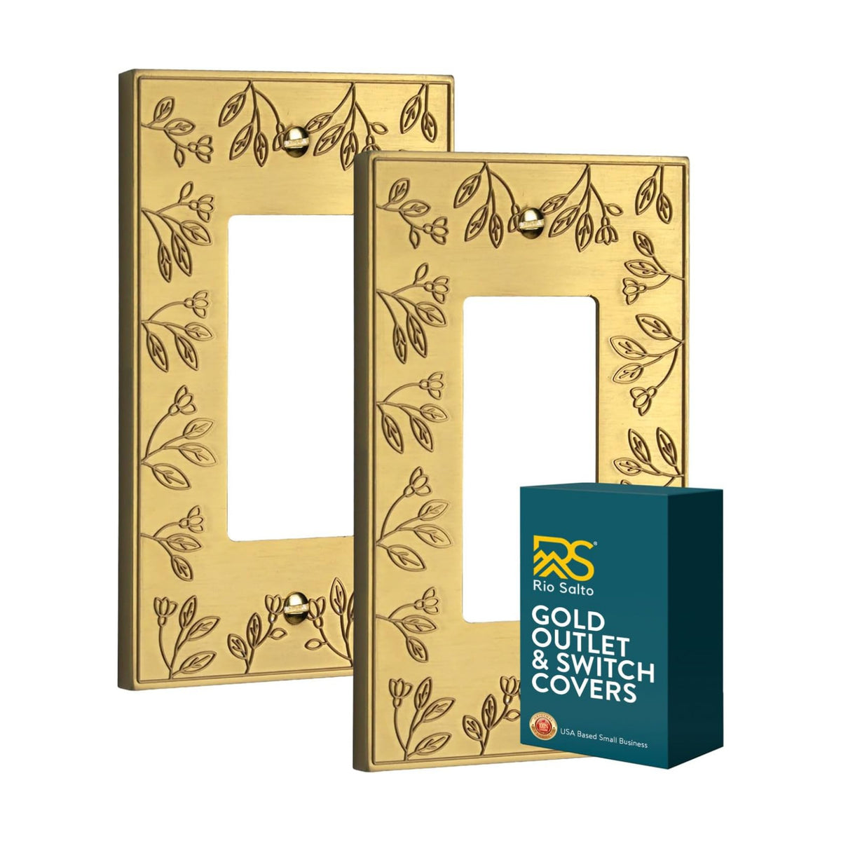 Rio Salto Decorative Gold Light Switch Cover Plate Premium Metal Flower Rocker Decorator Paddle GFCI Switch Plate