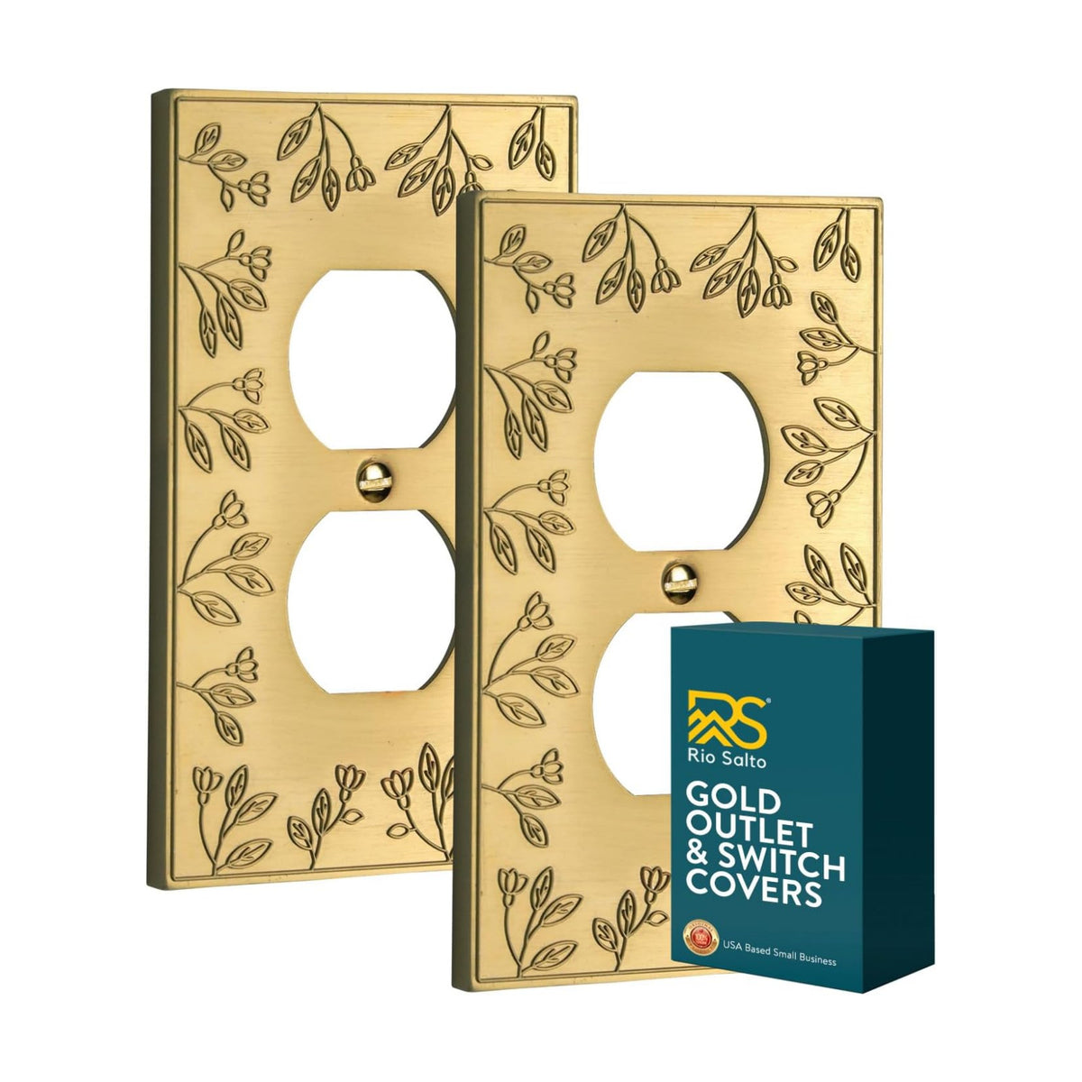 Rio Salto Duplex Outlet Covers Light Switch Cover Plate Gold Metal Decorative Floral Wall Plates — Floral Collection