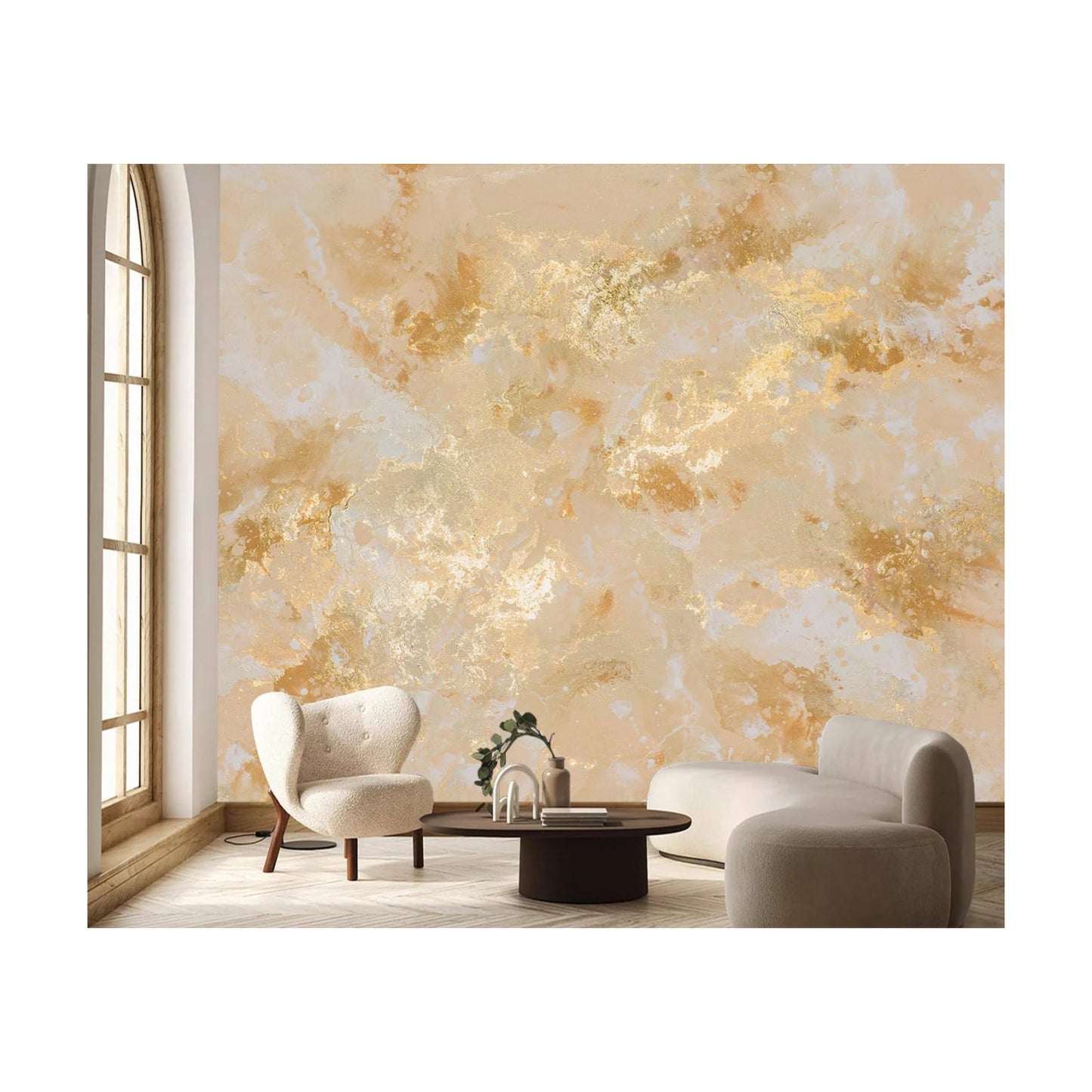 Marble Peel and Stick Wallpaper Abstract Art Sticker Mural for The Bedroom / ZZ04 / 79 x 55 / Gold