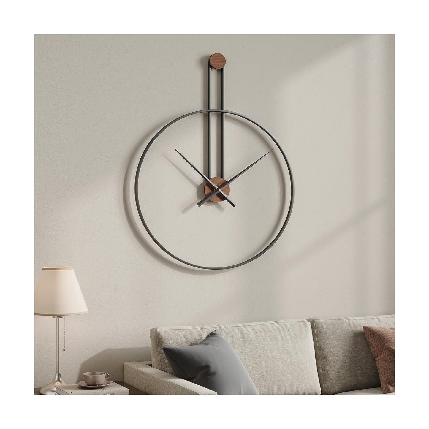 Cuspin 24 Inch Large Wall Clock, Modern Black Metal Clocks for Living Room | Silent non ticking, battery operated, open