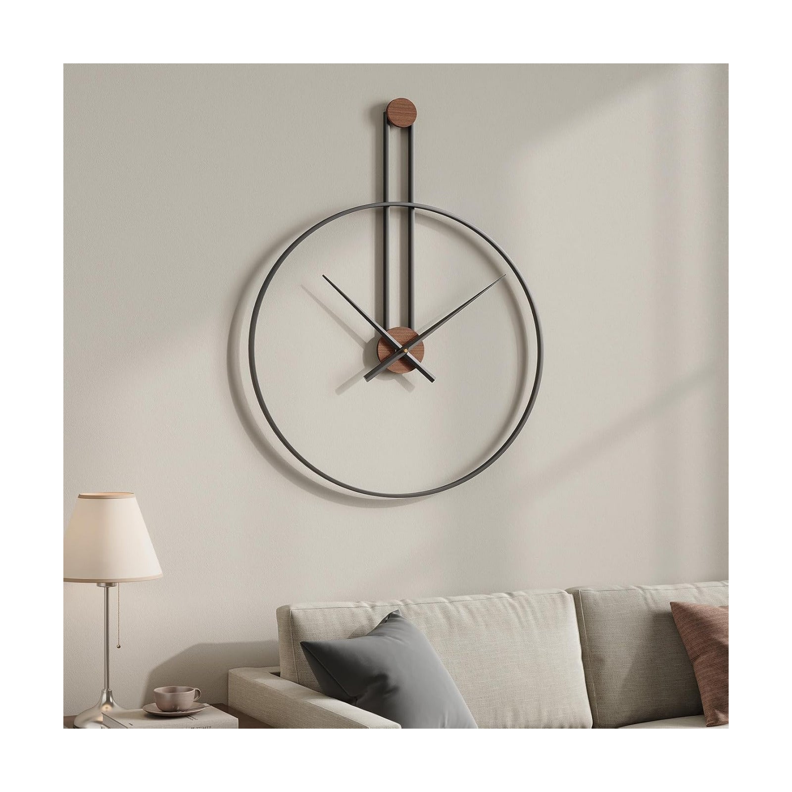 Cuspin 24 Inch Large Wall Clock, Modern Black Metal Clocks for Living Room | Silent non ticking, battery operated, open