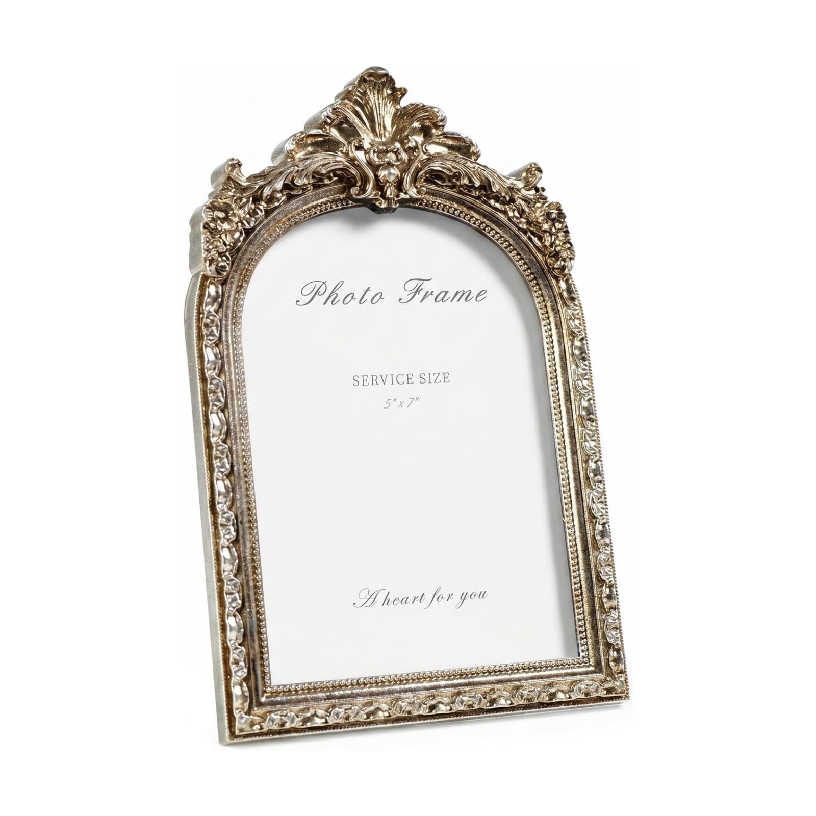 Vintage Silver Picture Frame / Silver Arch / 5 x 7
