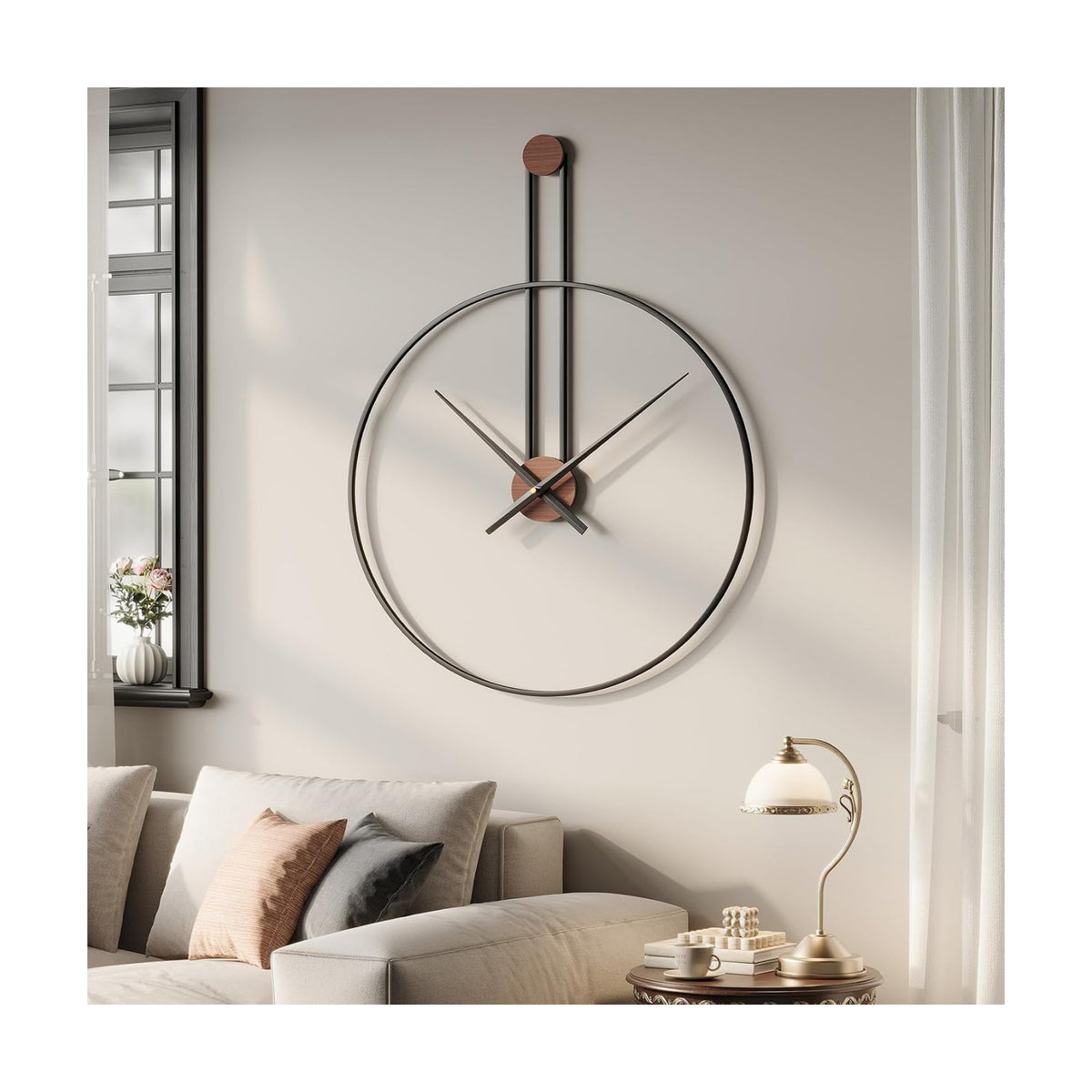 Cuspin 30 Inch Large Wall Clock, Modern Black Metal Clocks for Living Room | Battery operated, silent non ticking, open