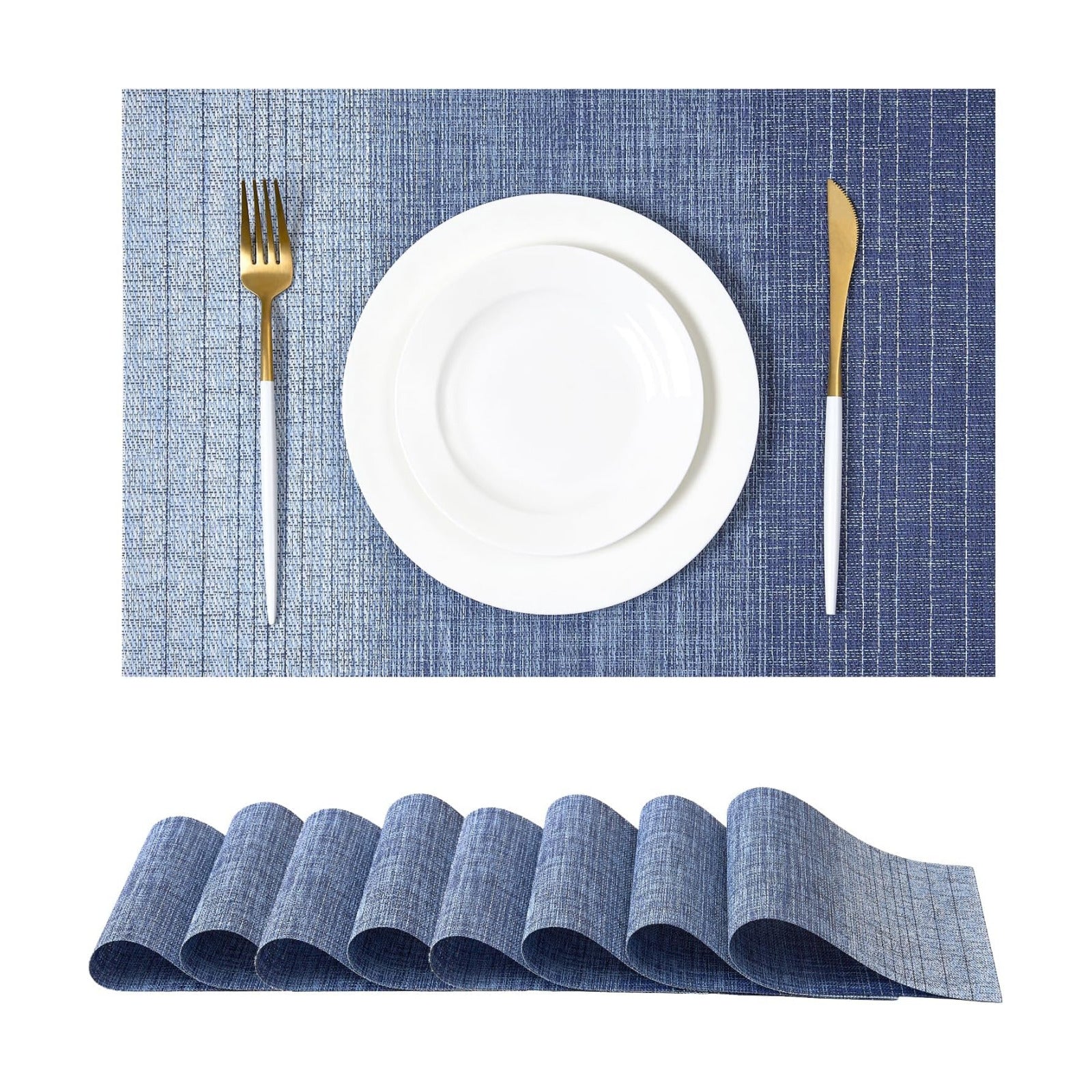 Gradient Blue Woven Placemats / D1- Gradient Blue / Set of 8
