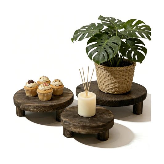 6"/8"/10" Unfinished Rustic Wood Stands / Set of 3