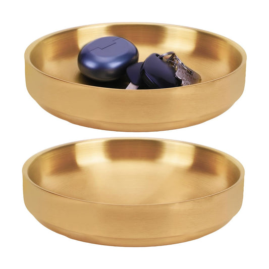 Key Bowl for Entryway- Table Decorative Key Dish for Organizing Tabletop Catch All / Gold / Set of 2